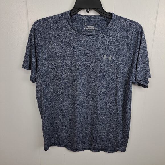 Under Armour Women’s HeatGear Tech Tee Shirt Blue Heather‎ Size L - Picture 1 of 8